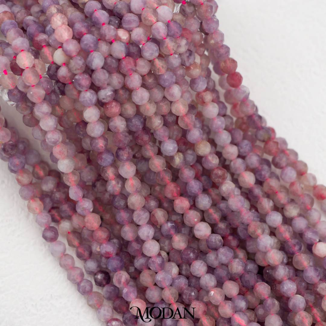 Natural Gemstones 4mm Beads For DIY Jewelry Accessories Manik Batuan Alam Tourmaline Pink Opal Garnet Moonstone