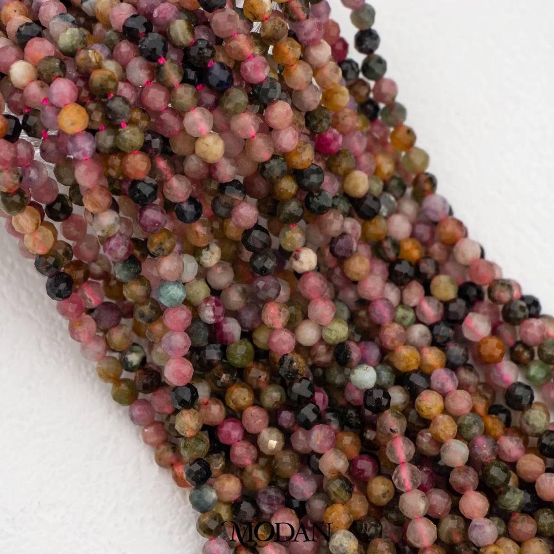 Natural Gemstones 4mm Beads For DIY Jewelry Accessories Manik Batuan Alam Tourmaline Pink Opal Garnet Moonstone