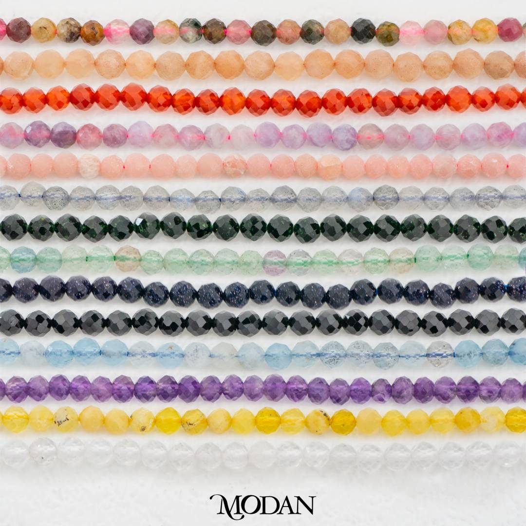 Natural Gemstones 4mm Beads For DIY Jewelry Accessories Manik Batuan Alam Tourmaline Pink Opal Garnet Moonstone