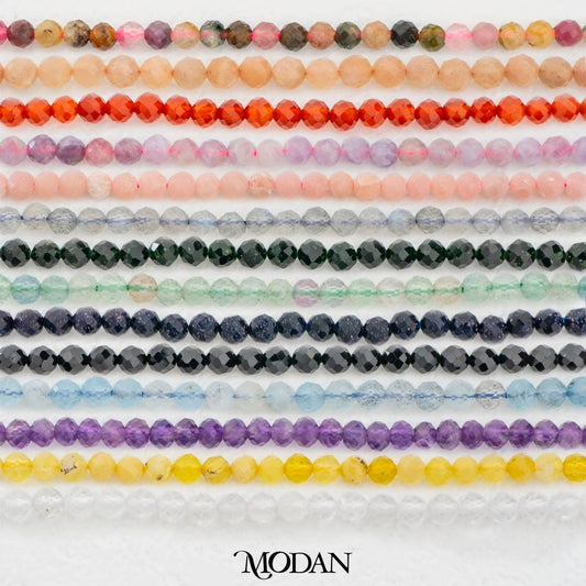 Natural Gemstones 4mm Beads For DIY Jewelry Accessories Manik Batuan Alam Tourmaline Pink Opal Garnet Moonstone