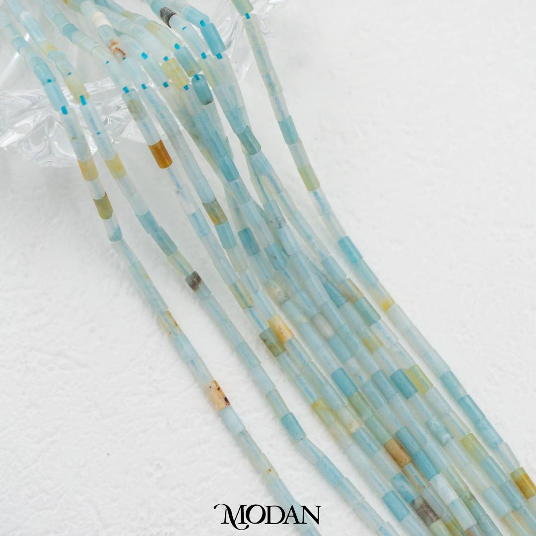 Natural Gemstones 3mm Beads Flat Tube DIY Jewelry Accessories Manik Batuan Alam