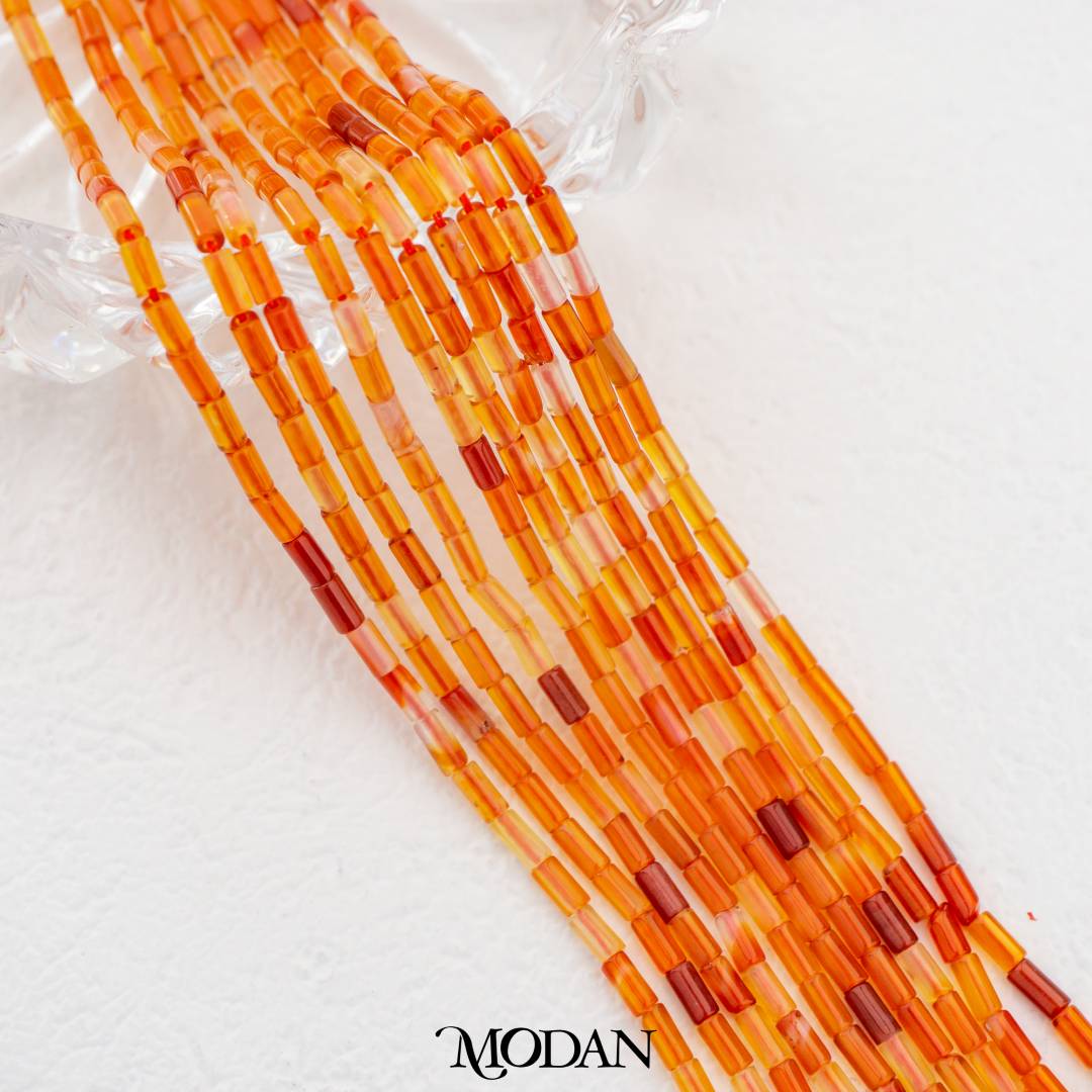 Natural Gemstones 3mm Beads Flat Tube DIY Jewelry Accessories Manik Batuan Alam