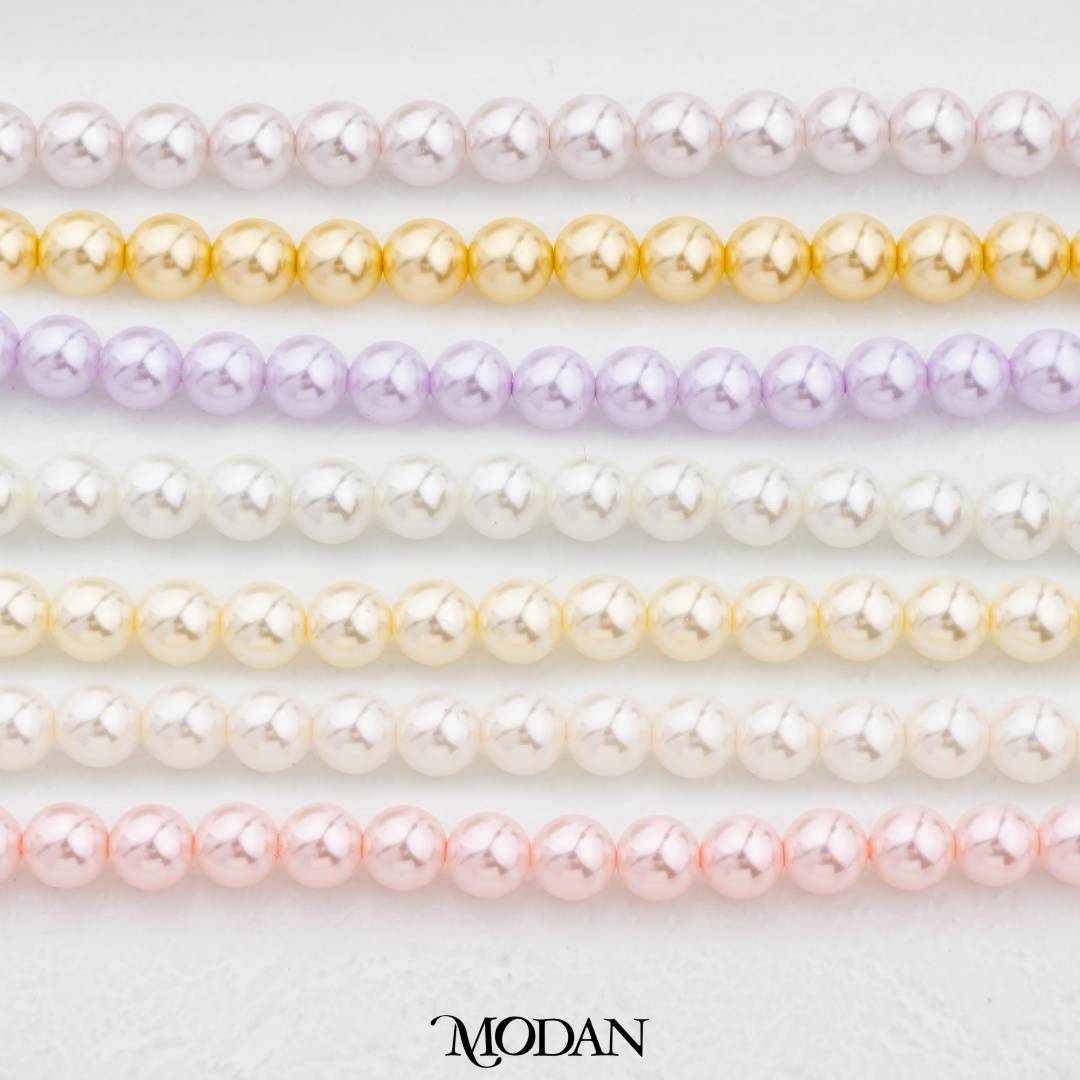 Shell Pearl 6mm Beads For DIY Jewelry Accessories Manik Mutiara White Pink Gold Purple Cream Violet Hypoallergenic