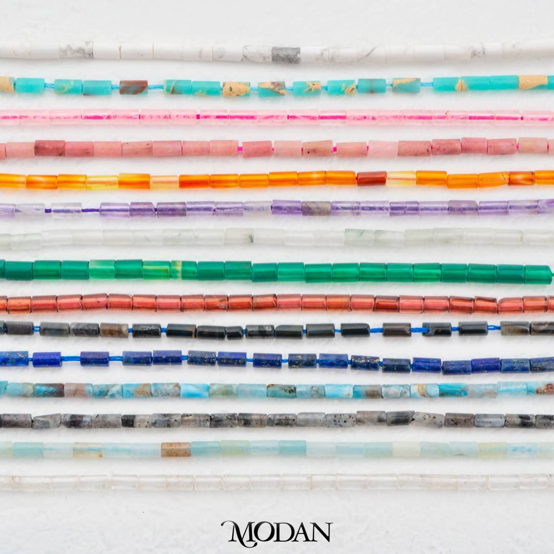 Natural Gemstones 3mm Beads Flat Tube DIY Jewelry Accessories Manik Batuan Alam