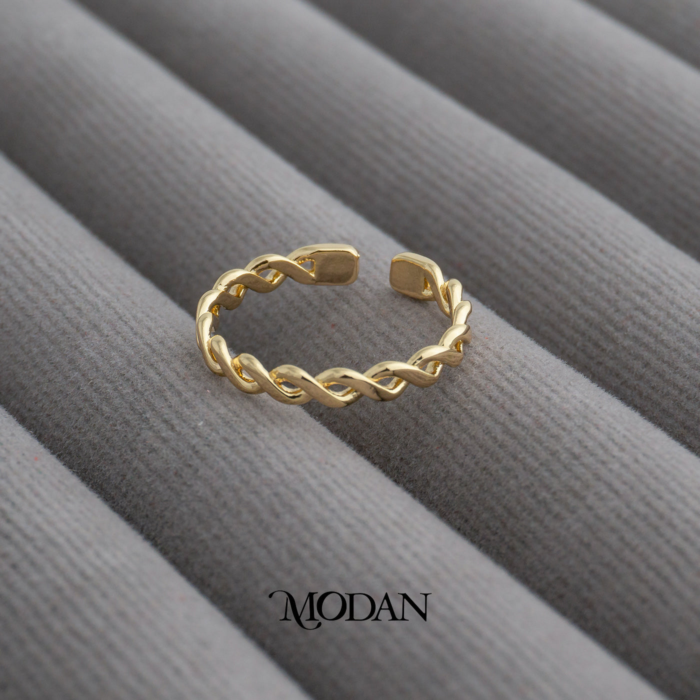 Plain Twist Adjustable Ring Cincin Spiral Adjustable Hypoallergenic Gold Plated