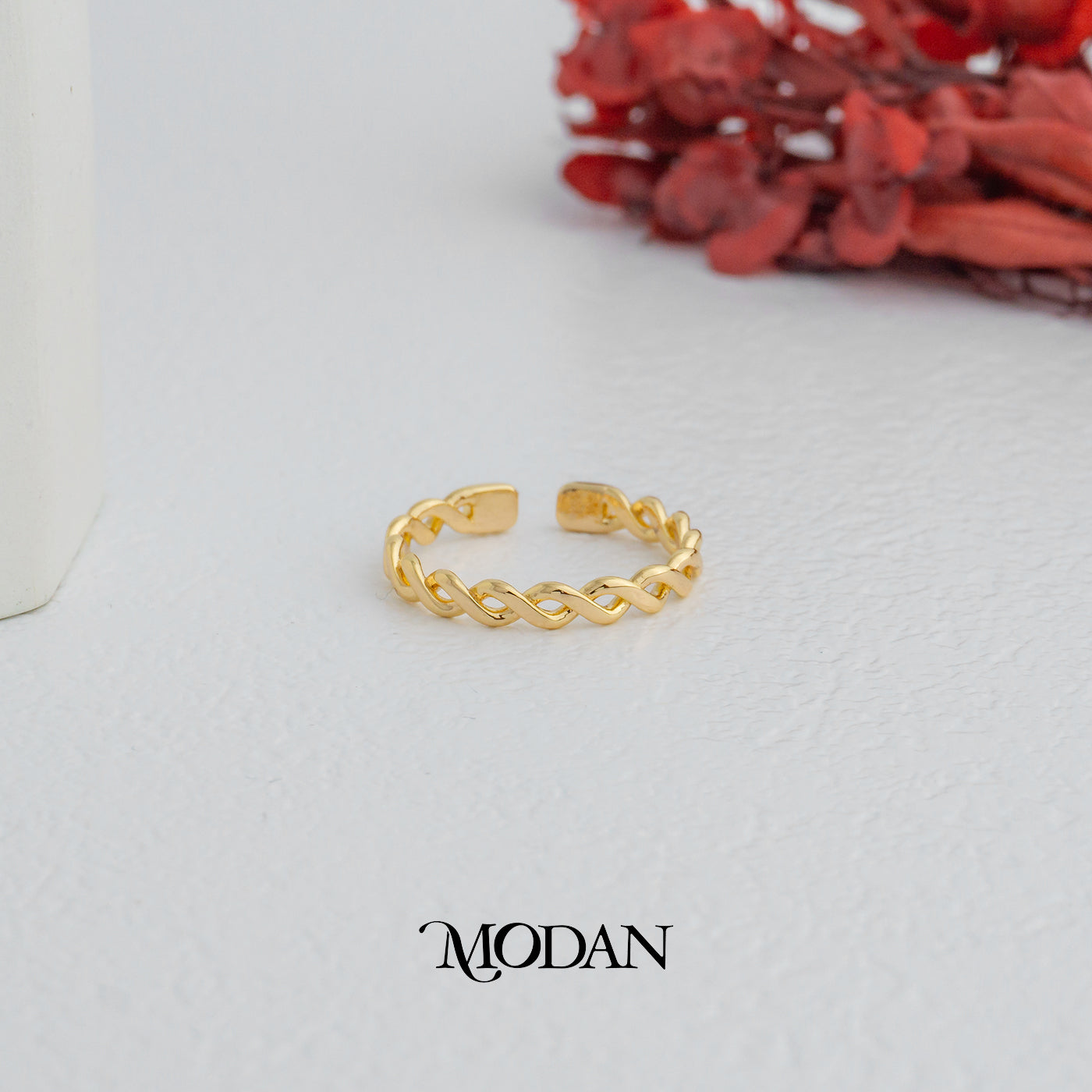 Plain Twist Adjustable Ring Cincin Spiral Adjustable Hypoallergenic Gold Plated