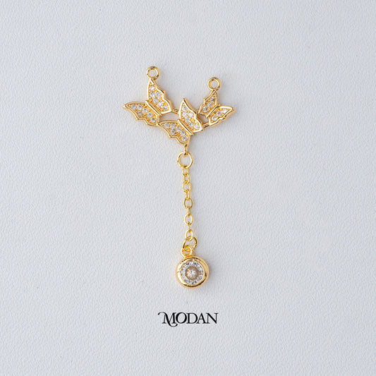 Triple Mariposa Butterfly Animal DIY Connector Liontin Konektor Kupu - Kupu Hypoallergenic Gold Filled