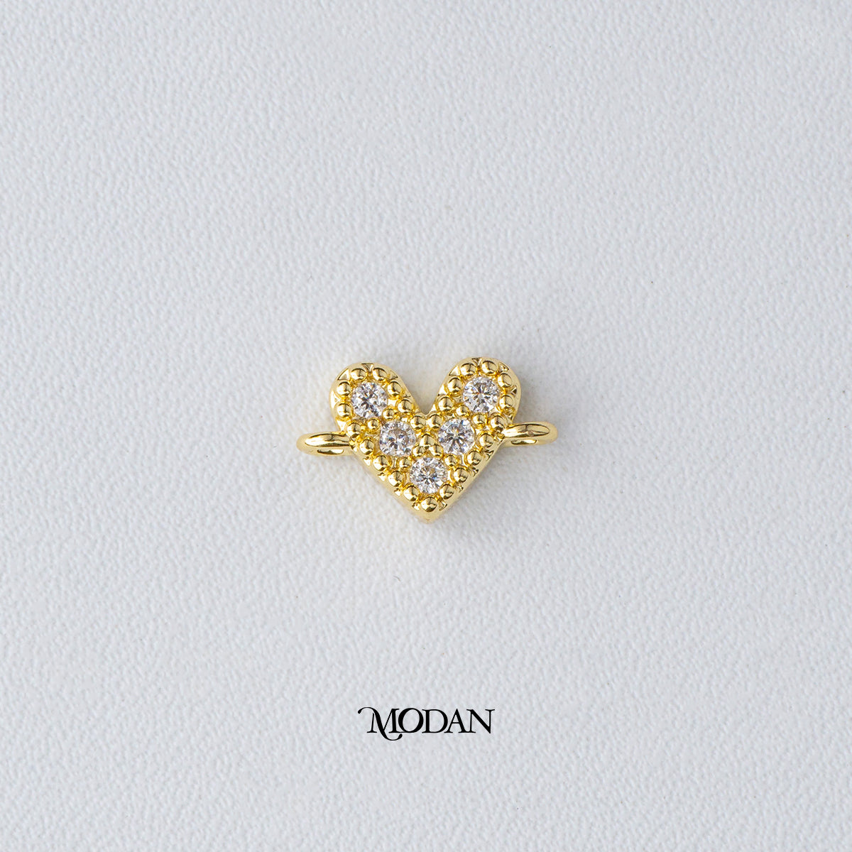 Mini Micro Paved Heart Shaped DIY Connector Liontin Konektor Hati Hypoallergenic Gold Filled