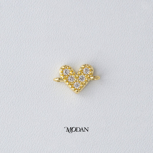 Mini Micro Paved Heart Shaped DIY Connector Liontin Konektor Hati Hypoallergenic Gold Filled