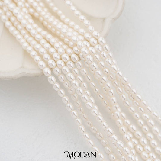 White 3.5mm Oval Pearl Beads For DIY Jewelry Accessories Manik Mutiara Hypoallergenic