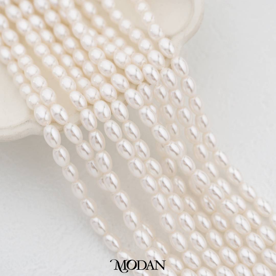 White 4mm Oval Pearl Beads For DIY Jewelry Accessories Manik Mutiara Hypoallergenic