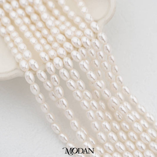 White 4mm Oval Pearl Beads For DIY Jewelry Accessories Manik Mutiara Hypoallergenic