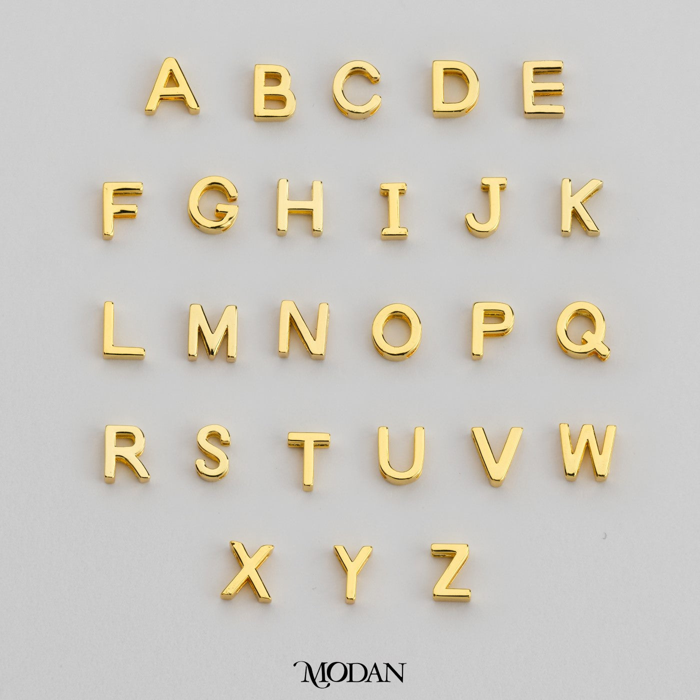 Alphabet Initial Plain A-Z DIY Beads Charm Manik Liontin Huruf Inisial Nama Hypoallergenic Gold Filled