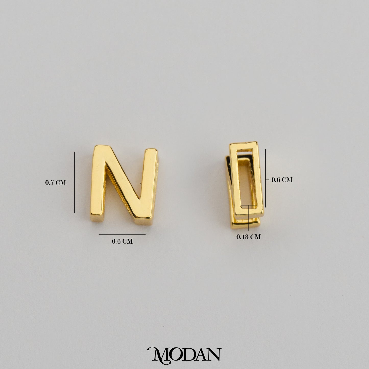 Alphabet Initial Plain A-Z DIY Beads Charm Manik Liontin Huruf Inisial Nama Hypoallergenic Gold Filled