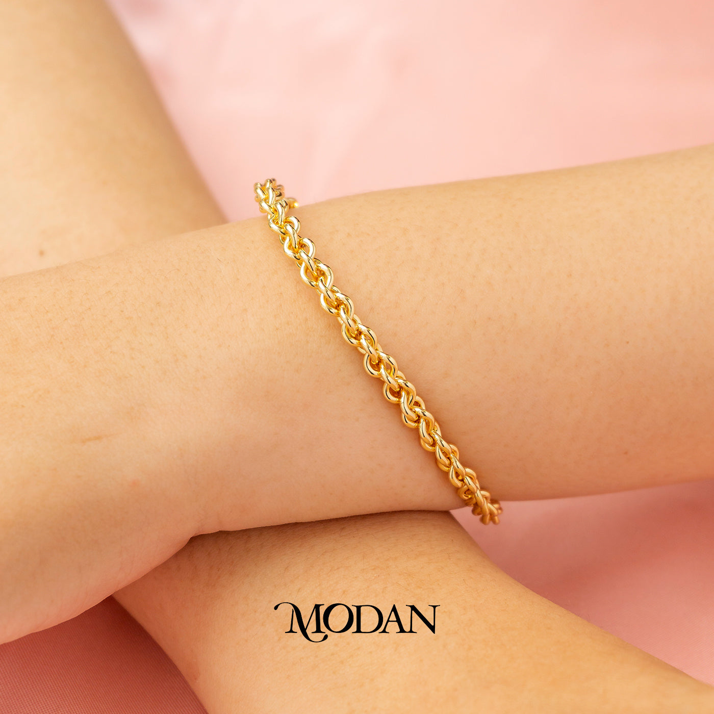 (7cm) Simple Nail Chain Cuff Bracelet Gelang Kaku Bentuk Paku Hypoallergenic Gold Filled