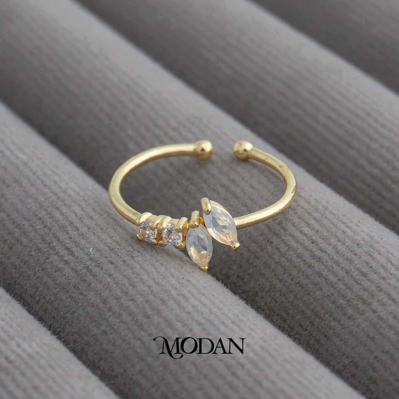 Simple Marquise Leaf Adjustable Ring Cincin Daun Simple Adjustable Hypoallergenic Gold Plated