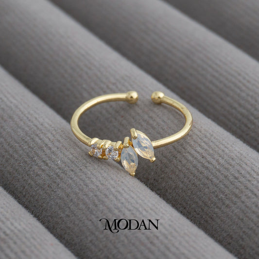 Simple Marquise Leaf Adjustable Ring Cincin Daun Simple Adjustable Hypoallergenic Gold Plated