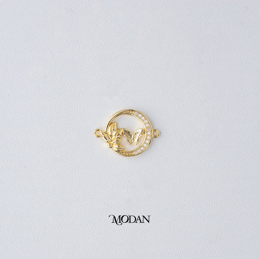 Round Mariposa Butterfly Animal DIY Connector Liontin Konektor Kupu - Kupu Hypoallergenic Gold Filled