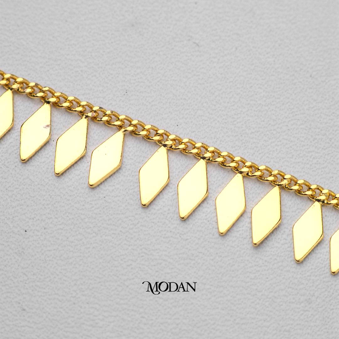 Plain Diamond Shape Chain Unfinished DIY Chain Rantai Kalung Gelang Meteran Hypoallergenic Gold Filled