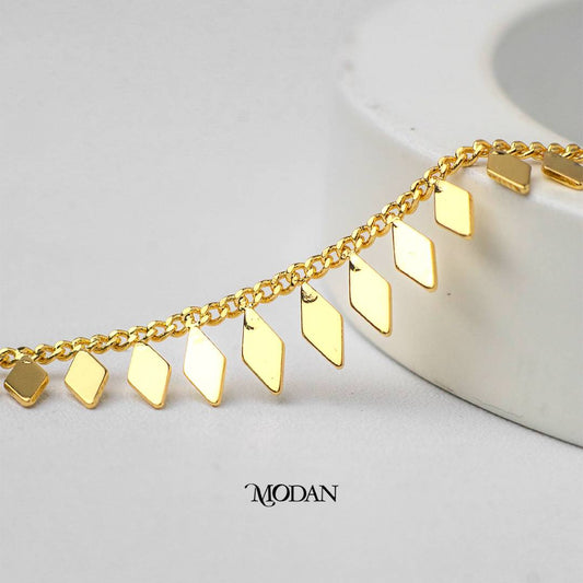 Plain Diamond Shape Chain Unfinished DIY Chain Rantai Kalung Gelang Meteran Hypoallergenic Gold Filled