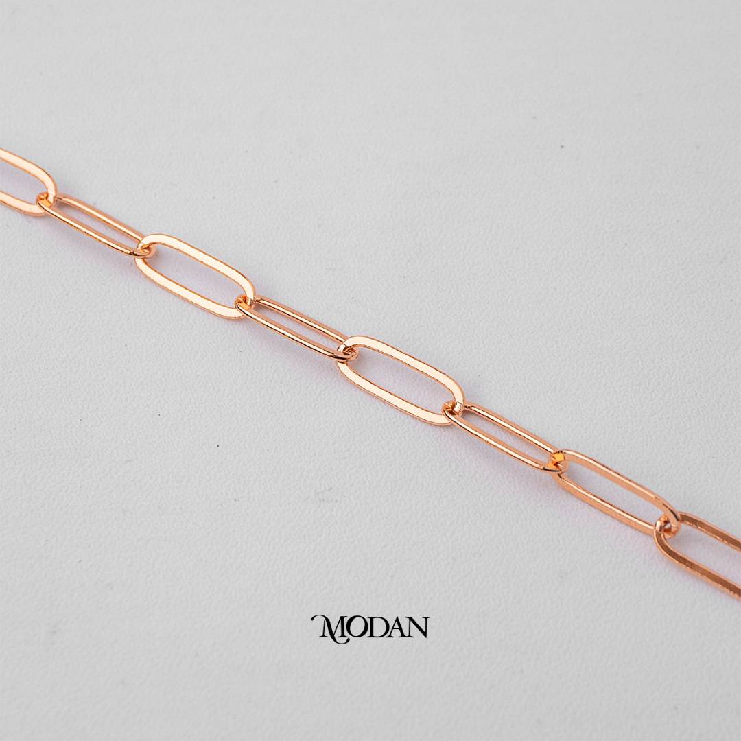 Long Oval Rectangle Paper Clip Chain Unfinished DIY Chain Rantai Kalung Gelang Meteran Hypoallergenic Gold Plated
