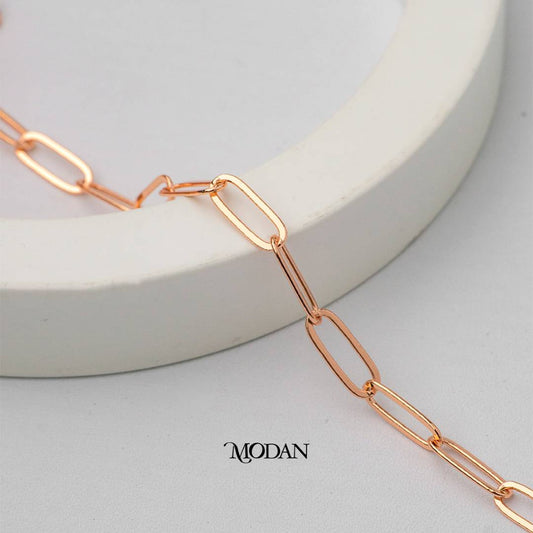 Long Oval Rectangle Paper Clip Chain Unfinished DIY Chain Rantai Kalung Gelang Meteran Hypoallergenic Gold Plated