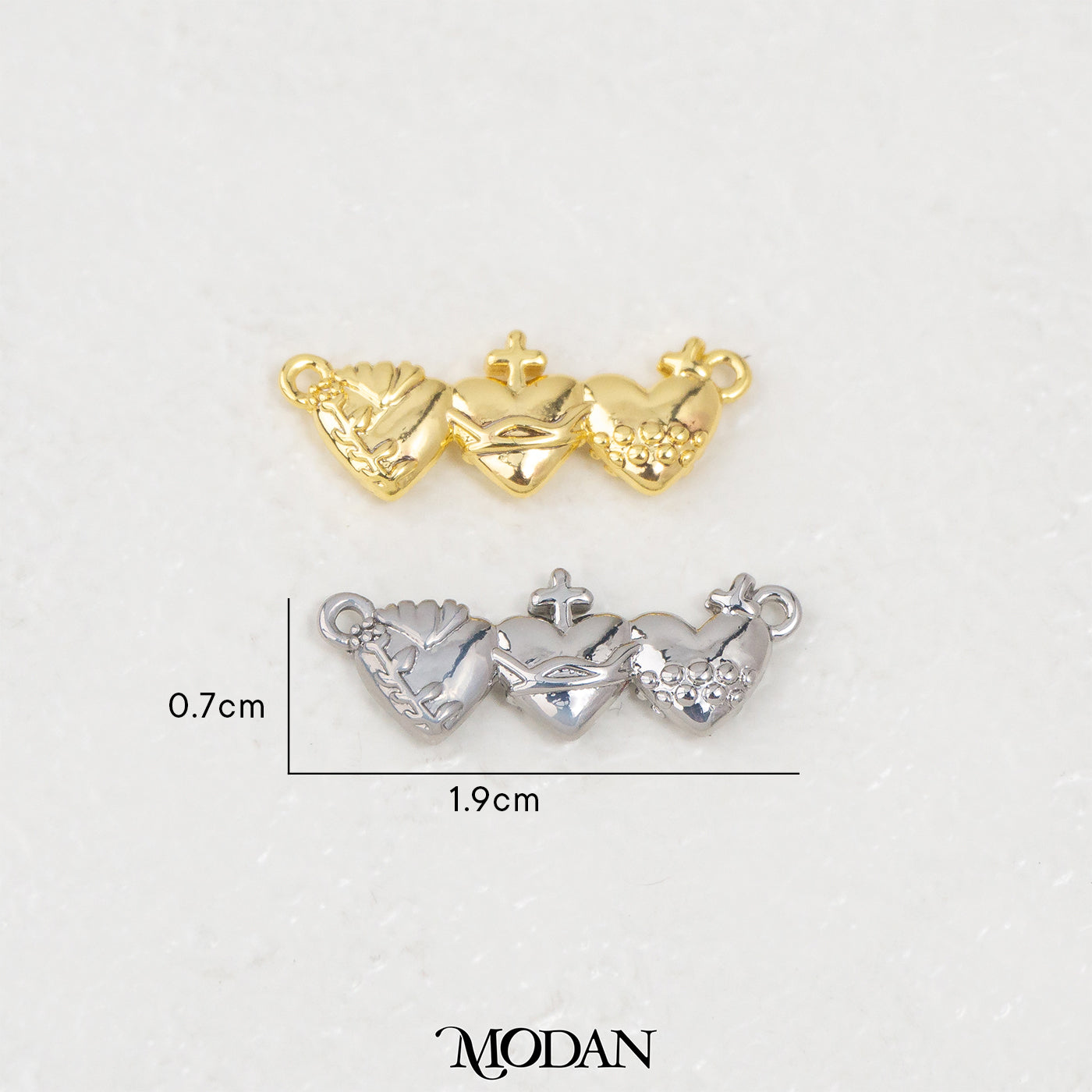 Three Holy Family Religious DIY Connector Liontin Konektor Tiga Hati Suci Hypoallergenic Gold Filled