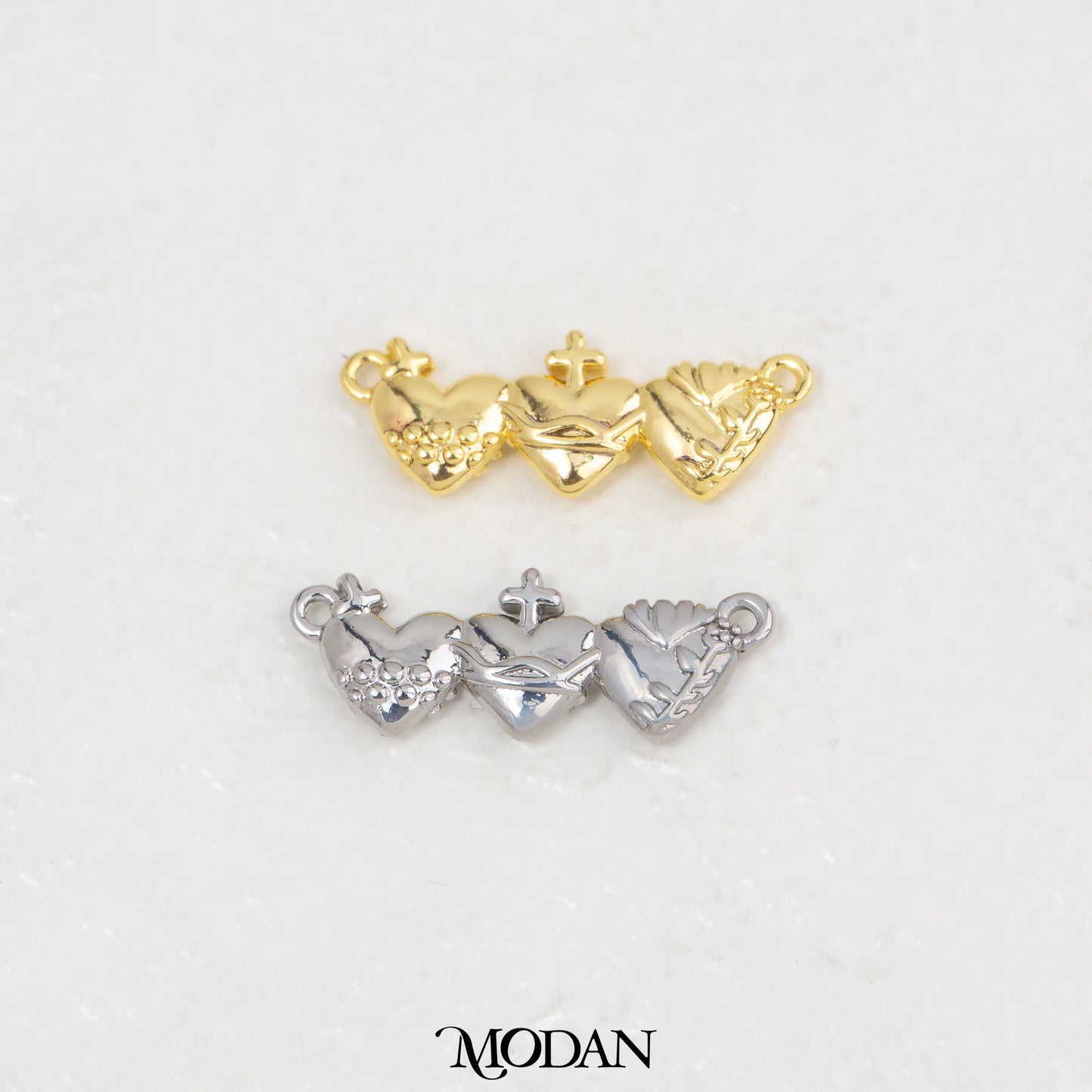 Three Holy Family Religious DIY Connector Liontin Konektor Tiga Hati Suci Hypoallergenic Gold Filled
