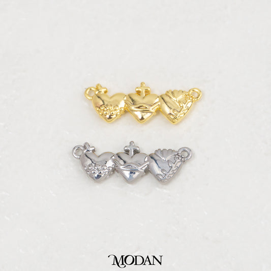 Three Holy Family Religious DIY Connector Liontin Konektor Tiga Hati Suci Hypoallergenic Gold Filled