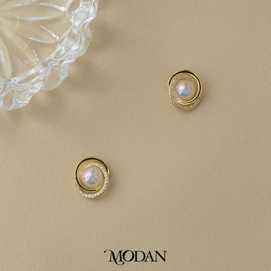 Shell Pearl Mini Round Stud Earrings Anting Klasik Mutiara Hypoallergenic Gold Plated