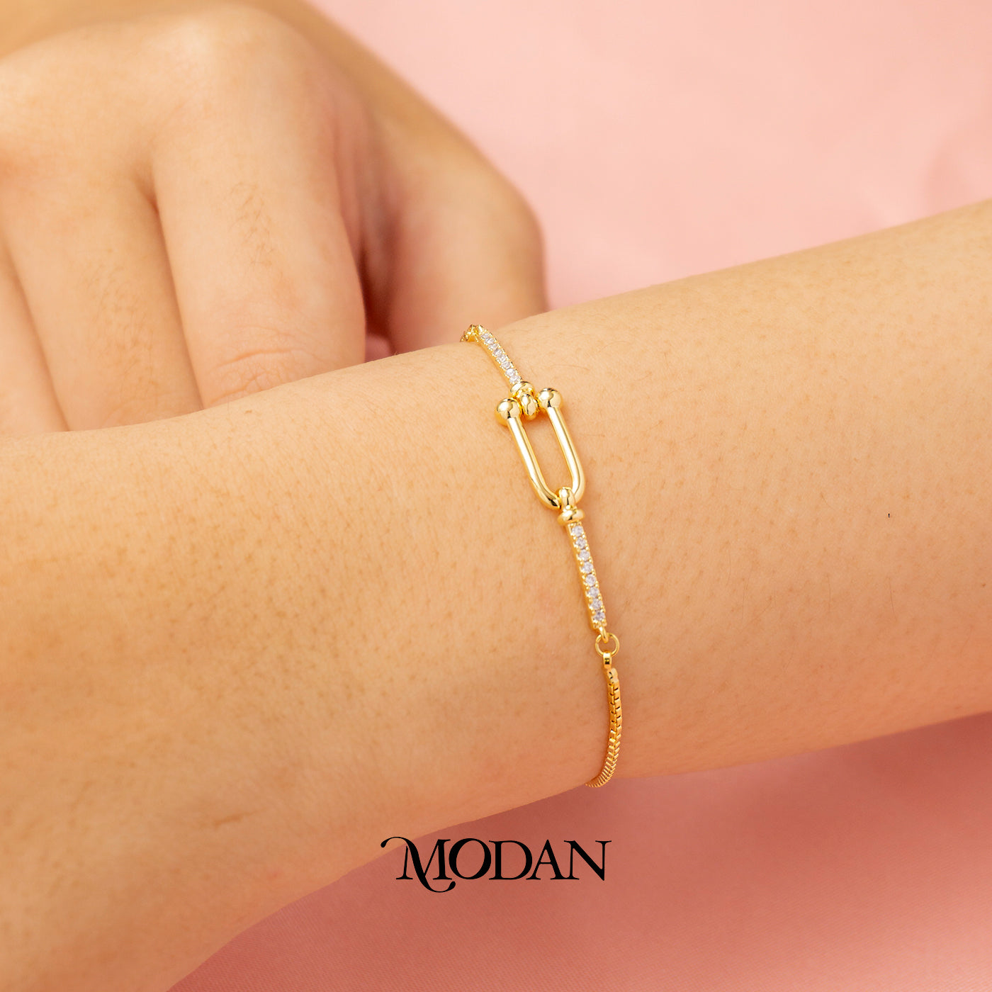 Sparkling Linked Chain Adjustable Bracelet Gelang Serut Simple Hypoallergenic Gold Plated