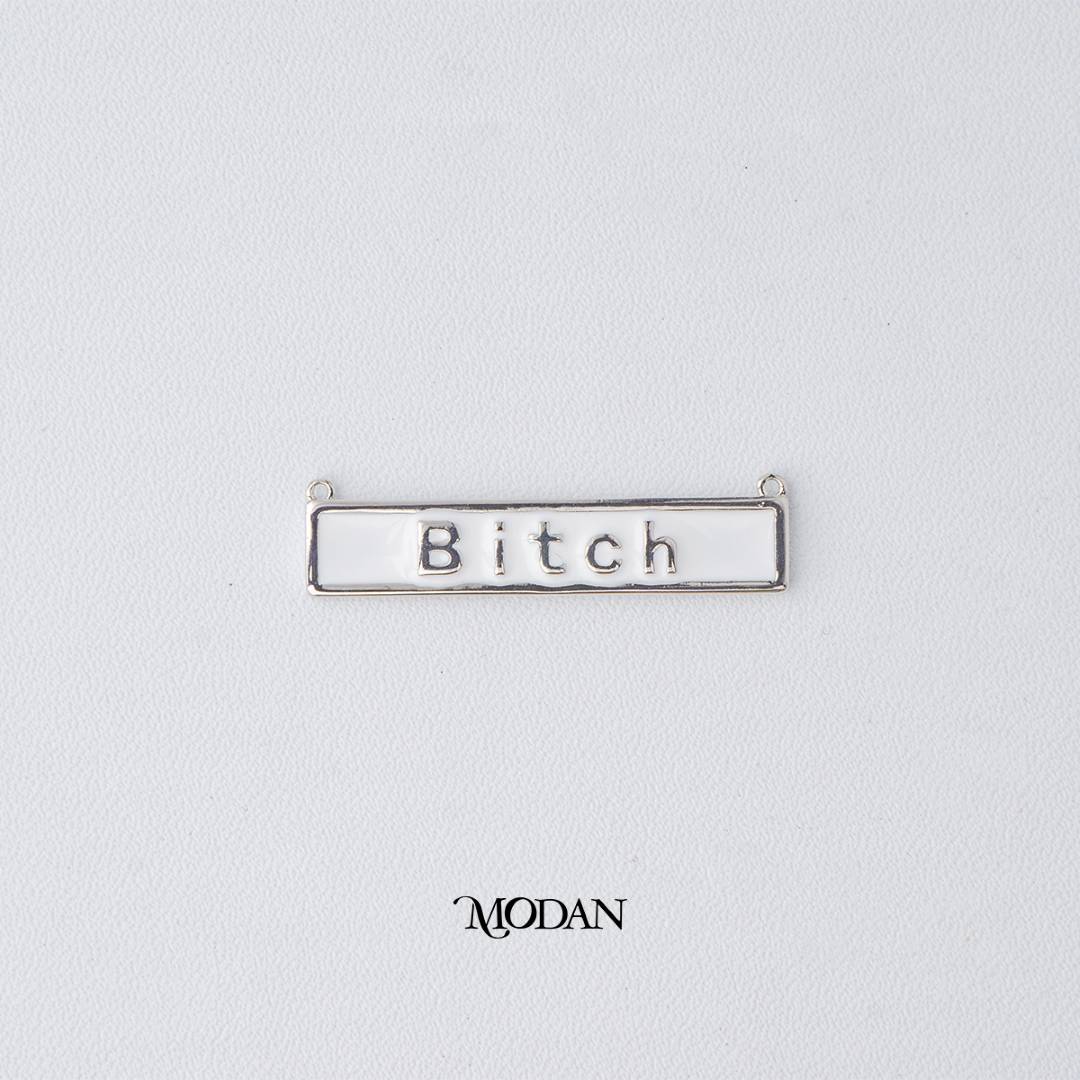 Pink White Enamel Bar Necklace Bold Energy DIY Connector Liontin Konektor Pink dan Putih Hypoallergenic Gold Filled