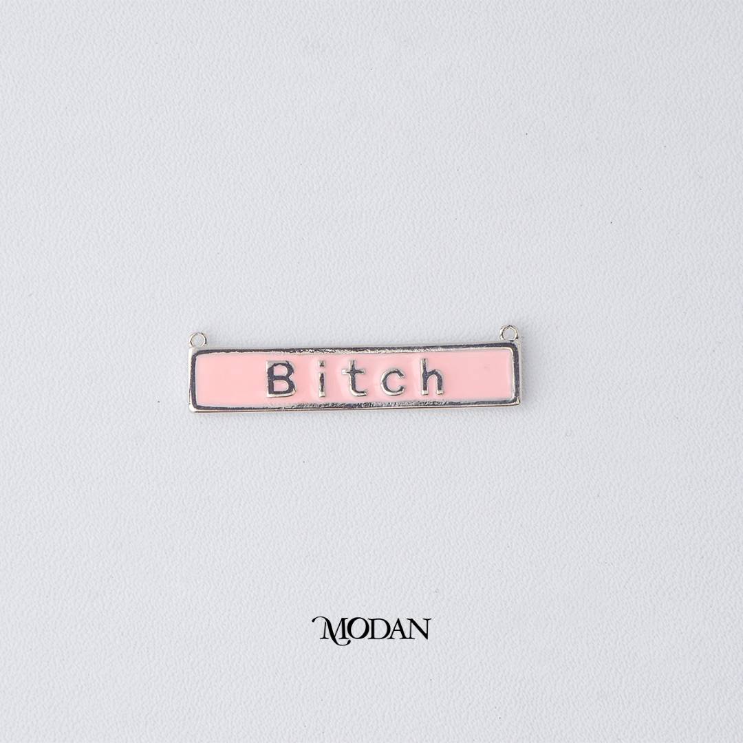 Pink White Enamel Bar Necklace Bold Energy DIY Connector Liontin Konektor Pink dan Putih Hypoallergenic Gold Filled