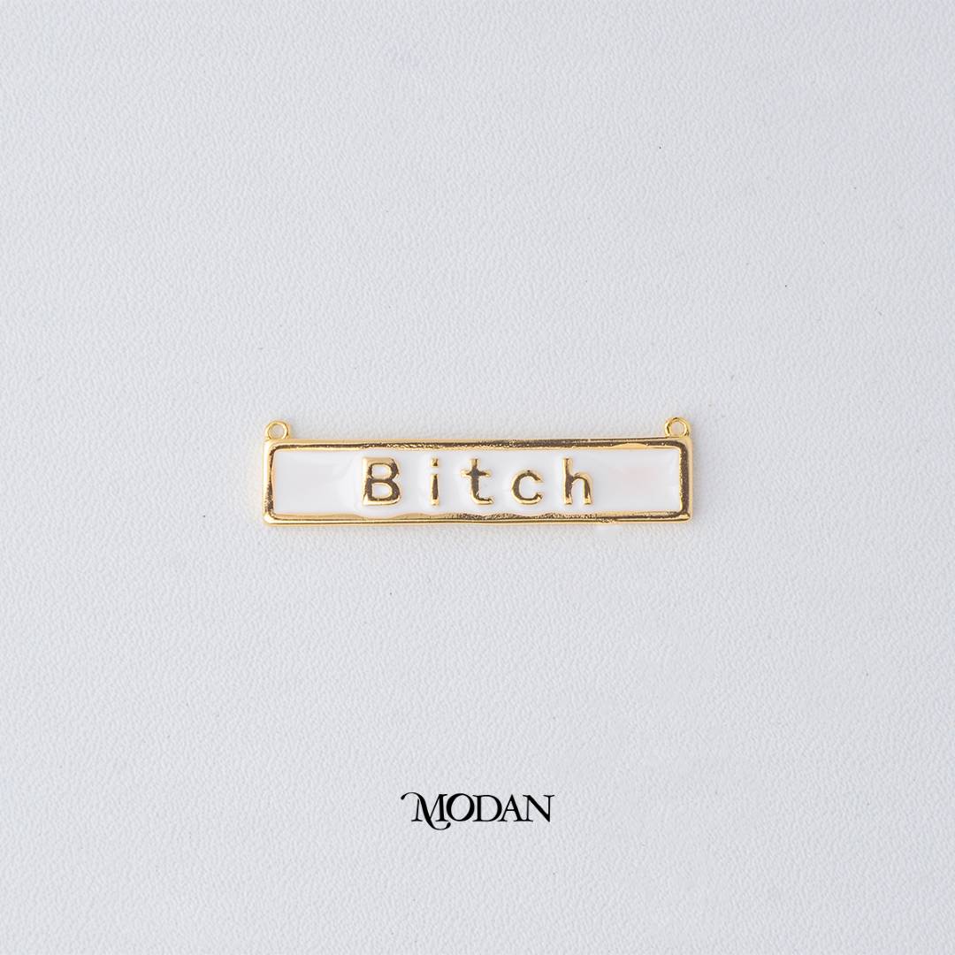Pink White Enamel Bar Necklace Bold Energy DIY Connector Liontin Konektor Pink dan Putih Hypoallergenic Gold Filled