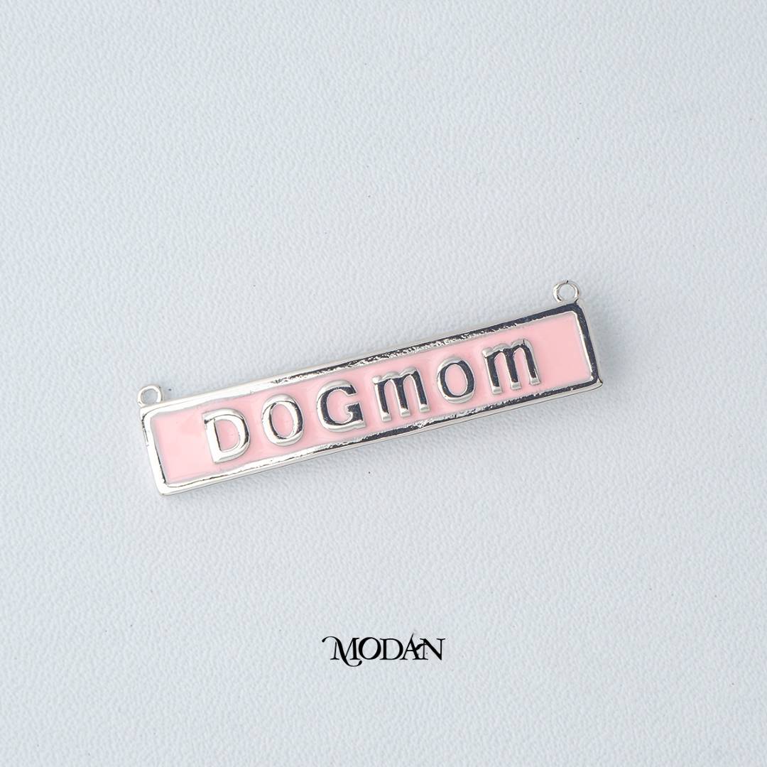 Pink White Enamel Bar Pet Lover Collection Necklace DIY Connector Liontin Konektor Pink dan Putih Hypoallergenic Gold Filled
