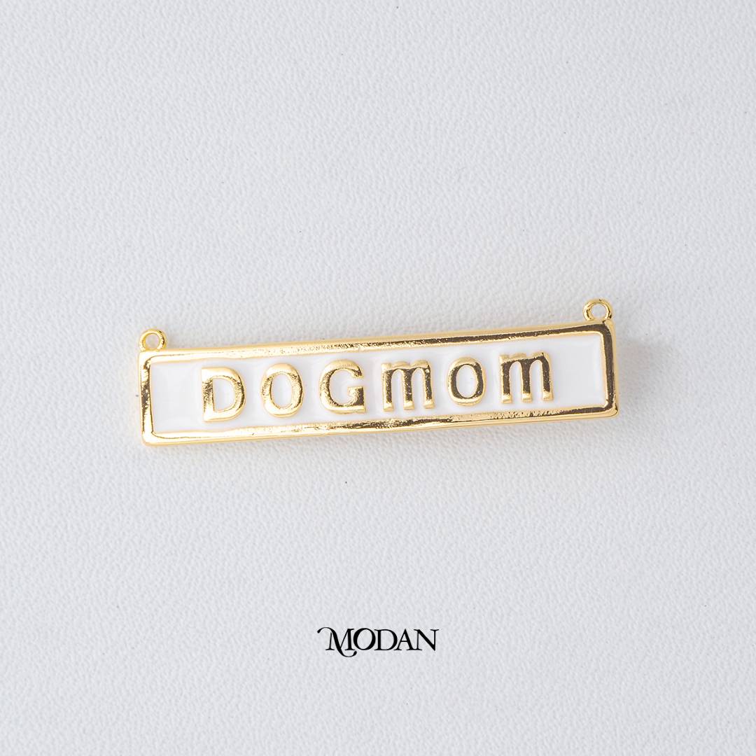 Pink White Enamel Bar Pet Lover Collection Necklace DIY Connector Liontin Konektor Pink dan Putih Hypoallergenic Gold Filled