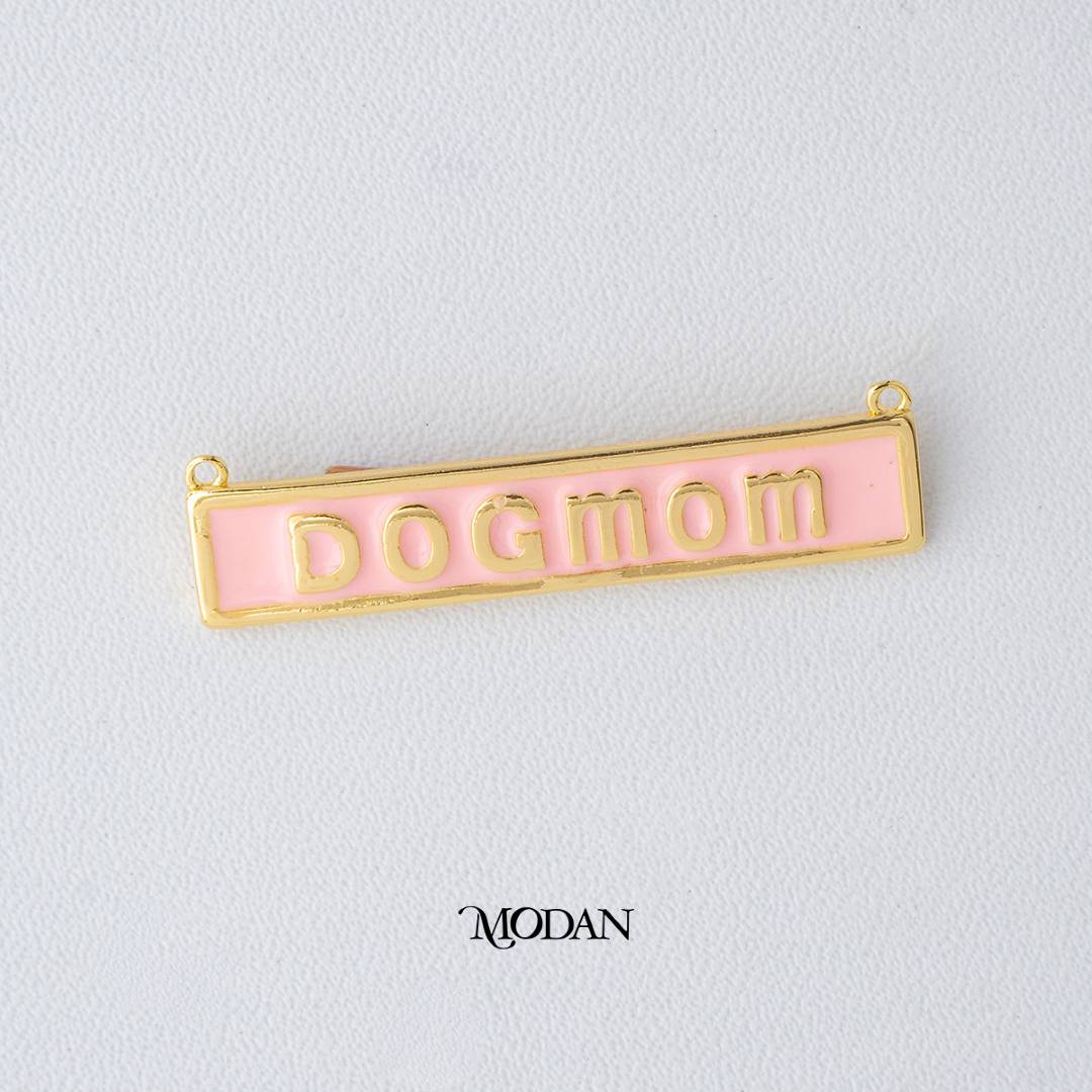 Pink White Enamel Bar Pet Lover Collection Necklace DIY Connector Liontin Konektor Pink dan Putih Hypoallergenic Gold Filled