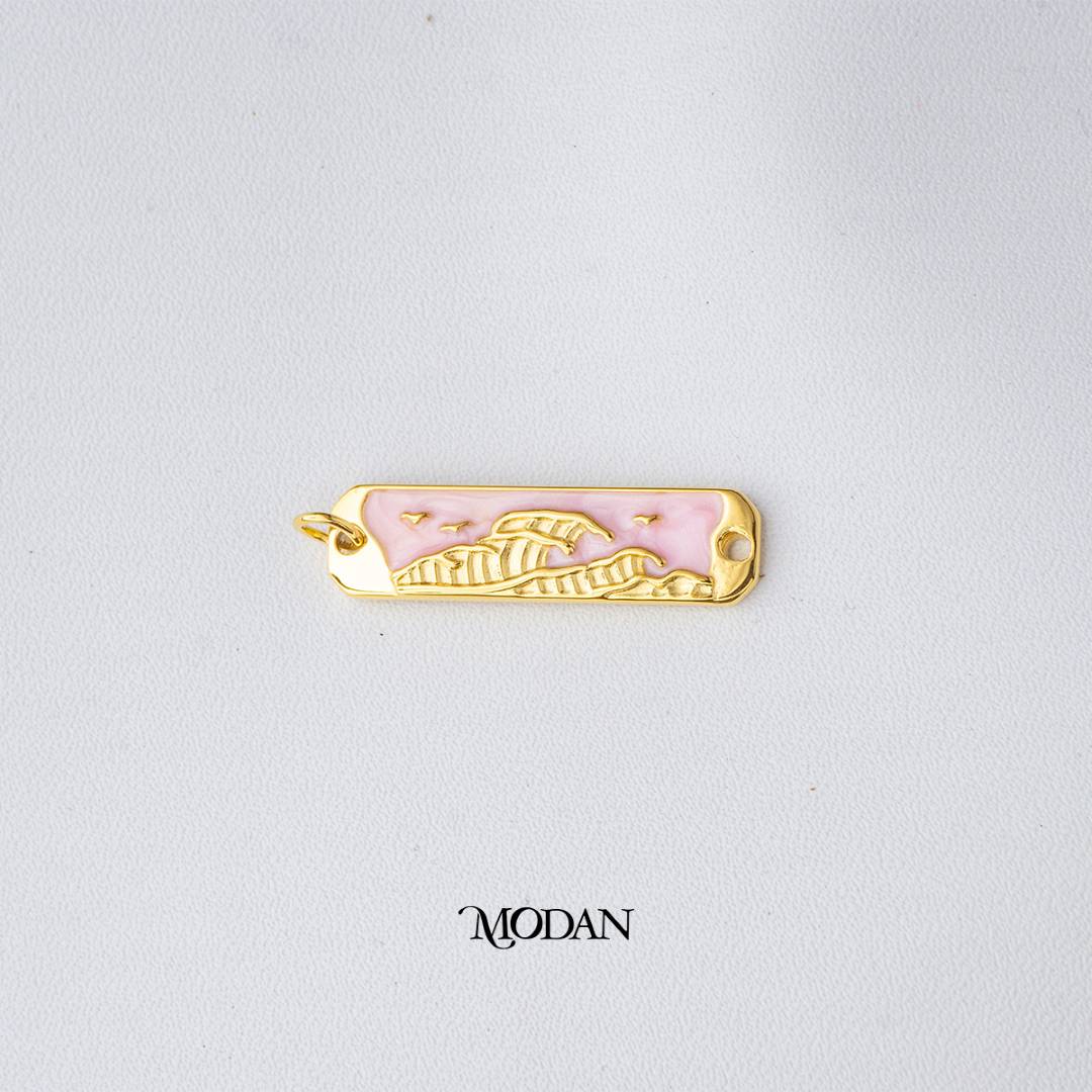 Pink White Mother of Pearl Tag Bar Ocean DIY Connector Liontin Konektor Lautan Hypoallergenic Gold Filled