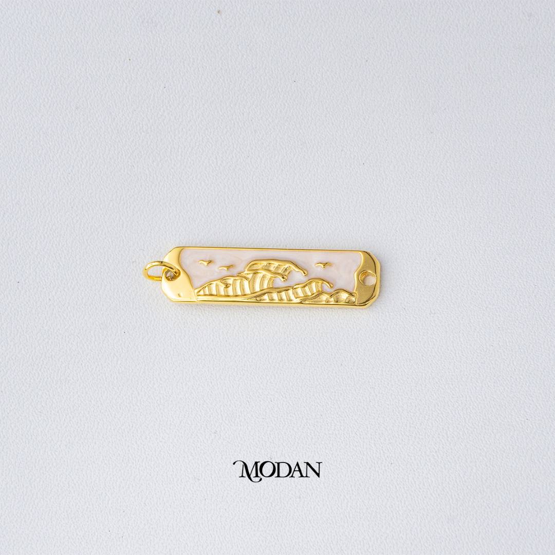 Pink White Mother of Pearl Tag Bar Ocean DIY Connector Liontin Konektor Lautan Hypoallergenic Gold Filled