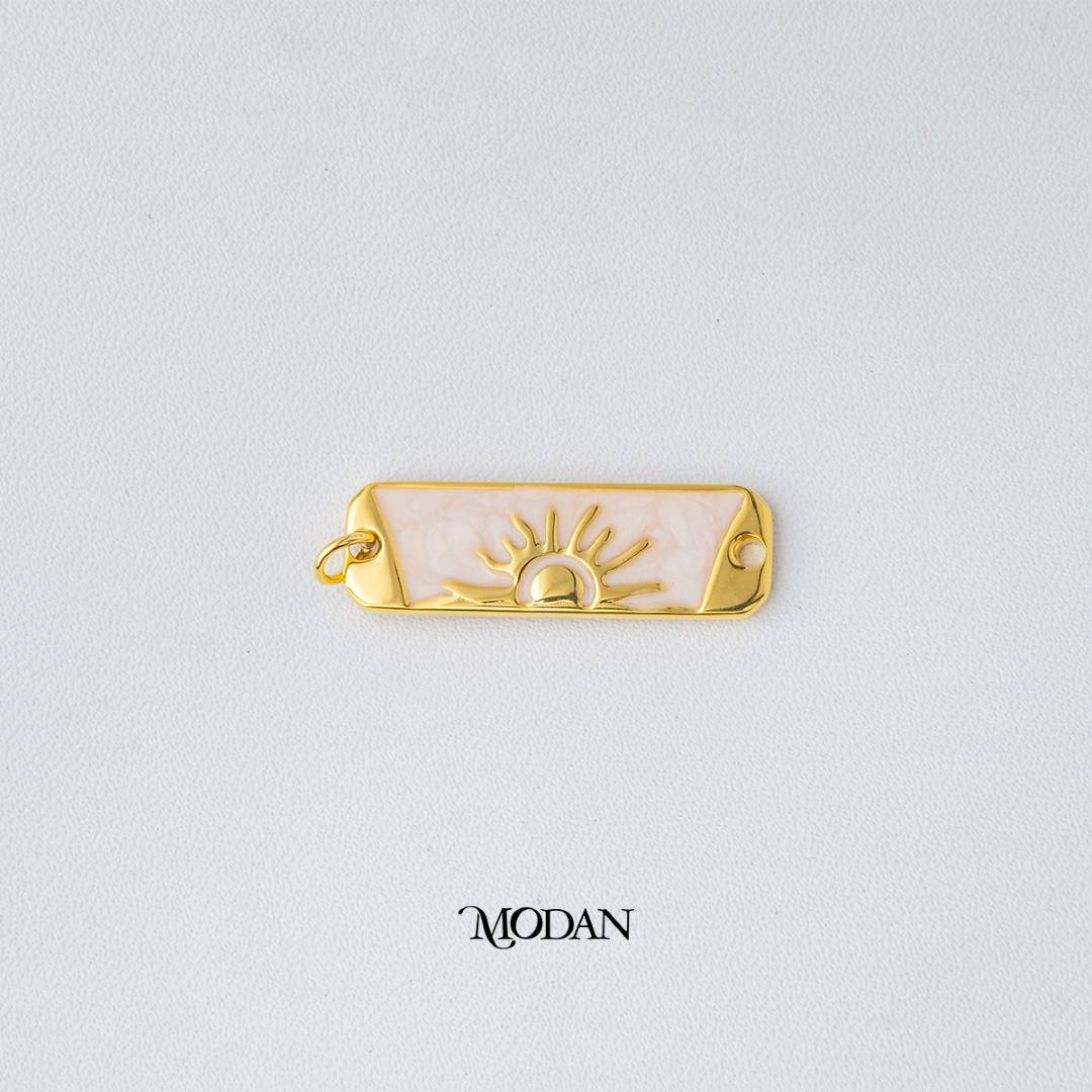 Pink White Mother of Pearl Tag Bar Celestial Sun DIY Connector Liontin Konektor Matahari Hypoallergenic Gold Filled