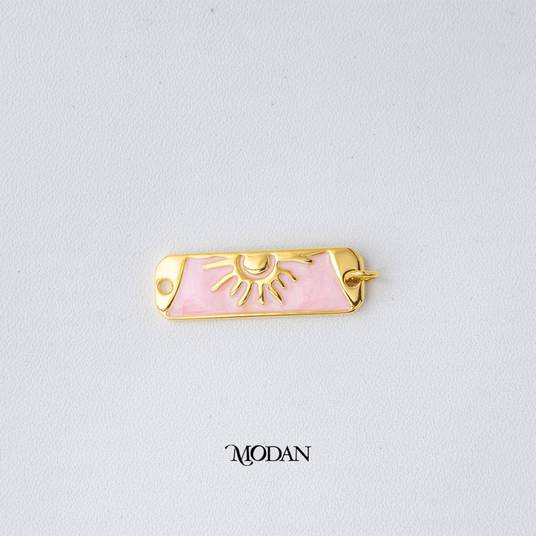 Pink White Mother of Pearl Tag Bar Celestial Sun DIY Connector Liontin Konektor Matahari Hypoallergenic Gold Filled