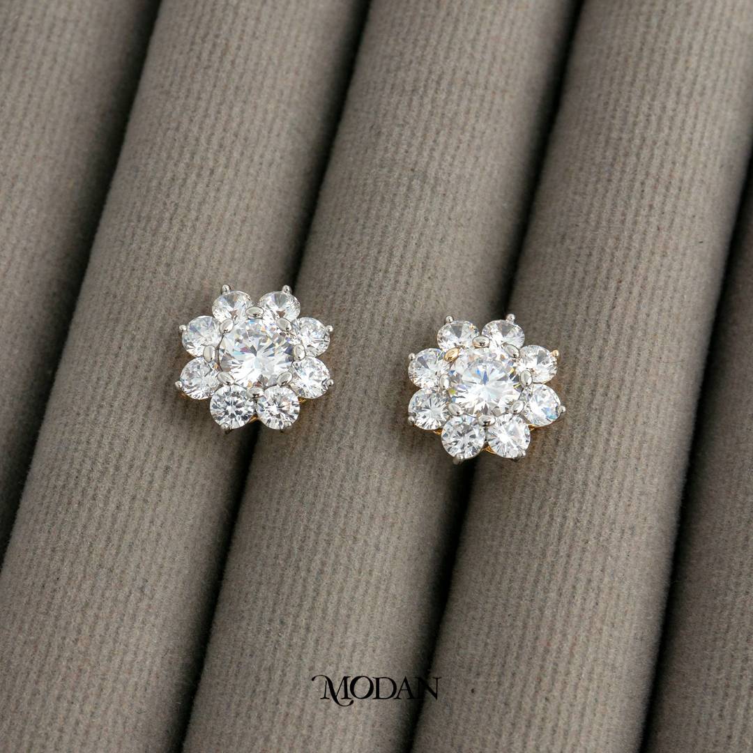 Wedding Flower Marquise Zirconia Stud Earrings Anting Tusuk Bunga Pernikahan Hypoallergenic Gold Plated