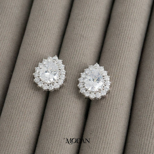 Sparkling Teardrop Lace Wedding Stud Earrings Anting Tusuk Tetes Air Mata Hypoallergenic Gold Plated