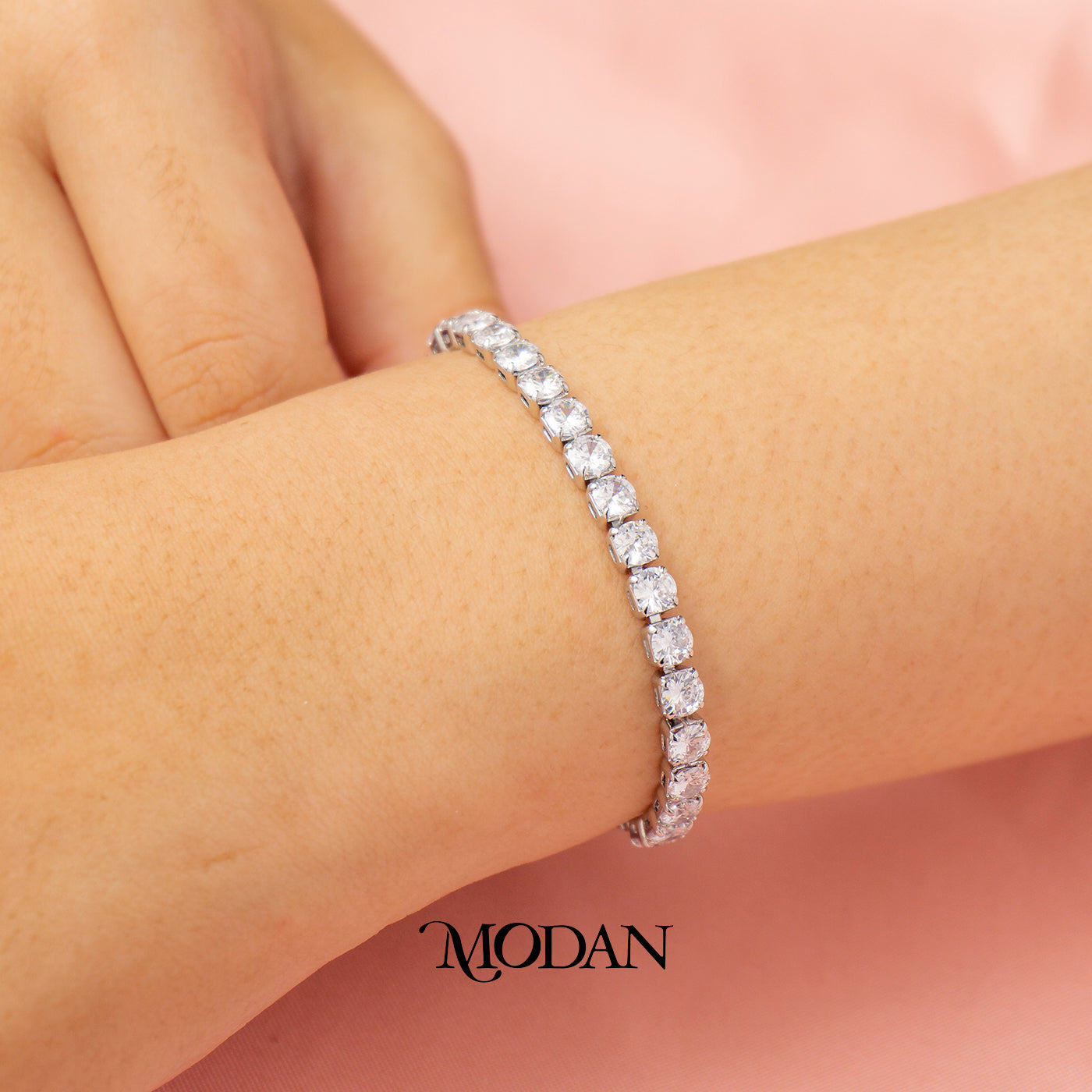 Sparkling Round Zirconia Tennis Adjustable Bracelet Gelang Serut Hypoallergenic Gold Filled