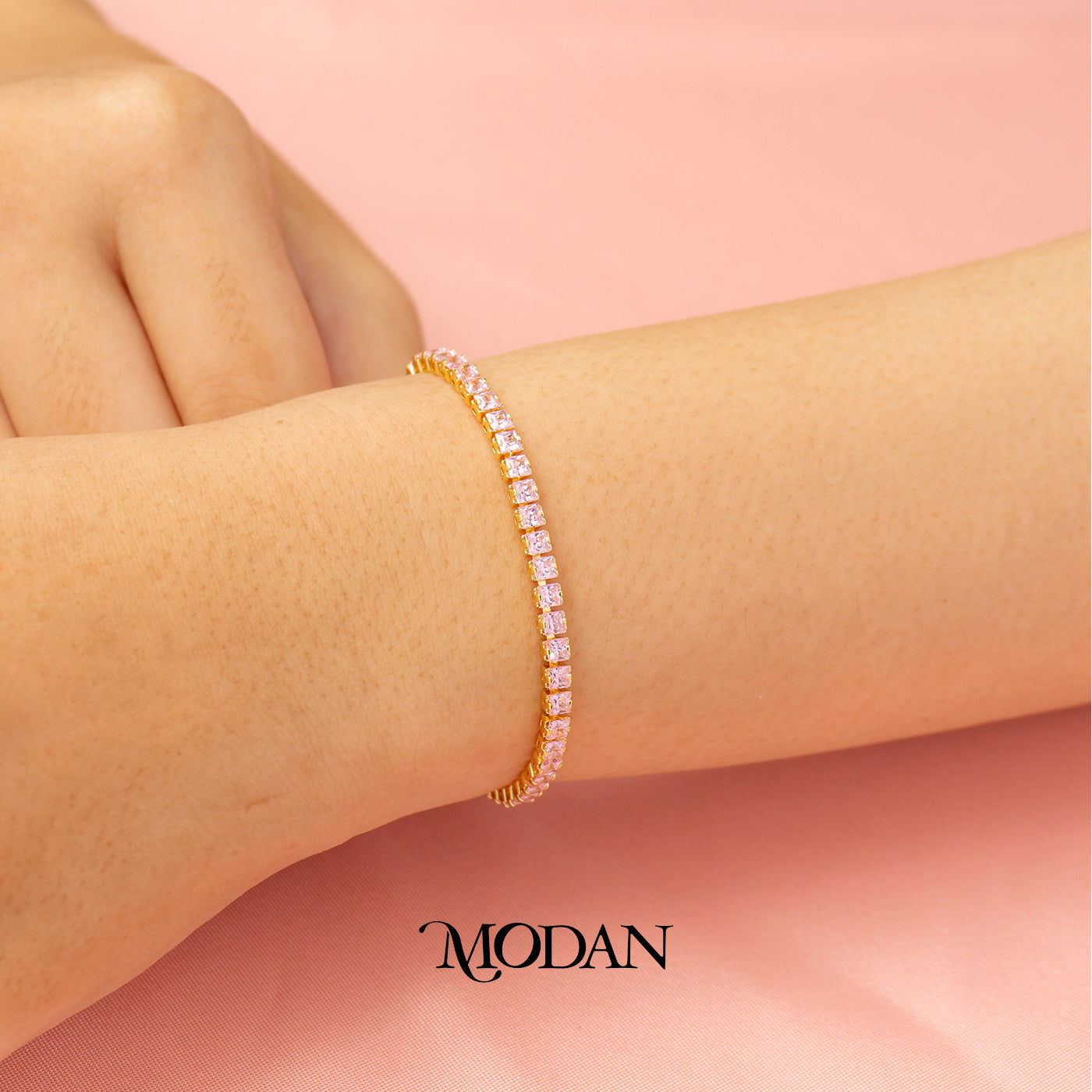 (16.5cm)(3mm) Colorful Cocktail Party Tennis Bracelet Gelang Pesta Hypoallergenic Gold Filled