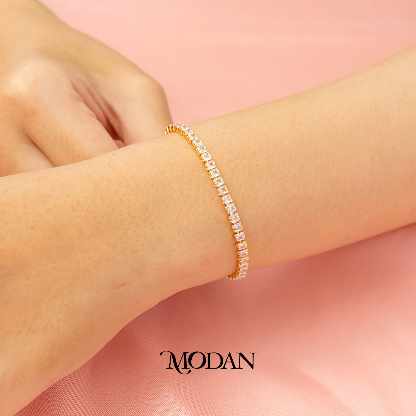 (16.5cm)(3mm) Colorful Cocktail Party Tennis Bracelet Gelang Pesta Hypoallergenic Gold Filled