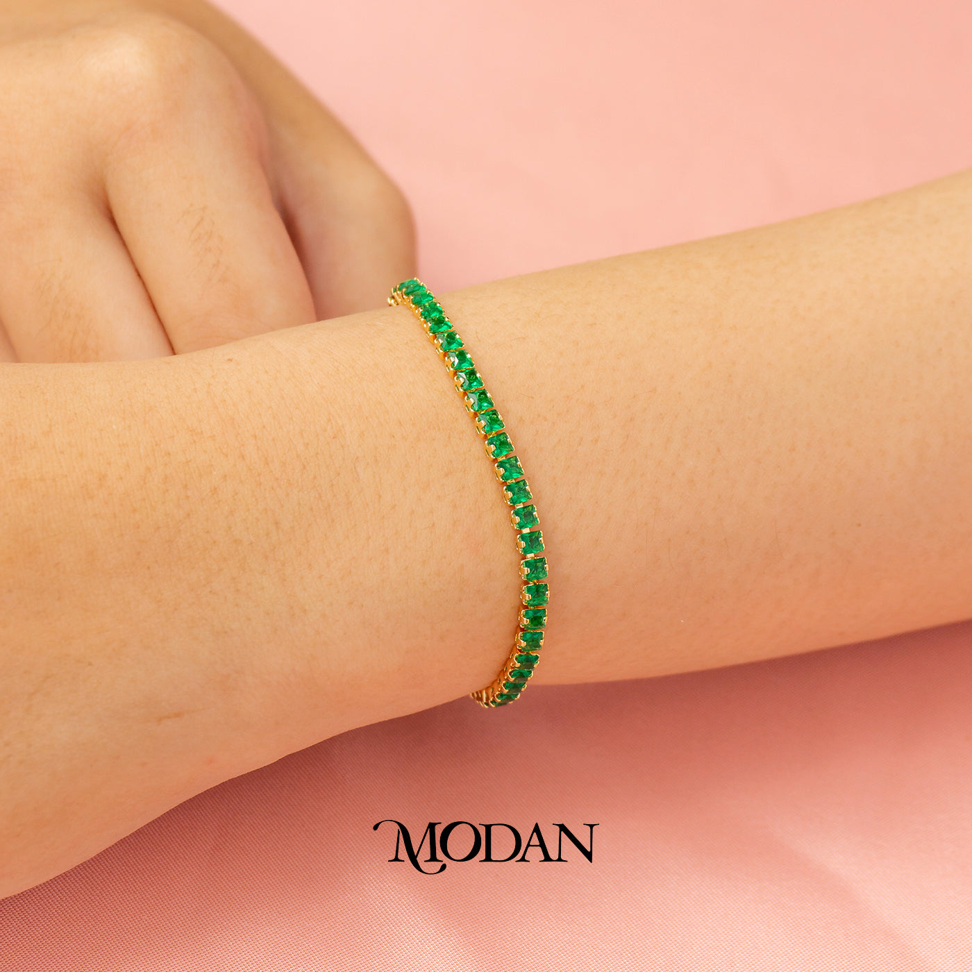 (16.5cm)(3mm) Colorful Cocktail Party Tennis Bracelet Gelang Pesta Hypoallergenic Gold Filled