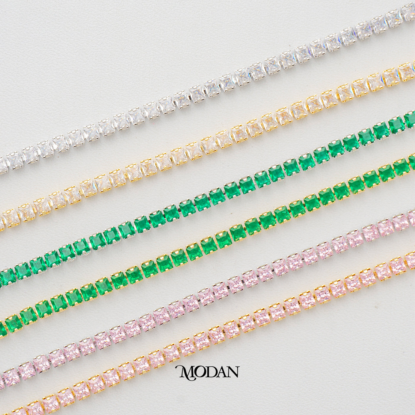 (16.5cm)(3mm) Colorful Cocktail Party Tennis Bracelet Gelang Pesta Hypoallergenic Gold Filled