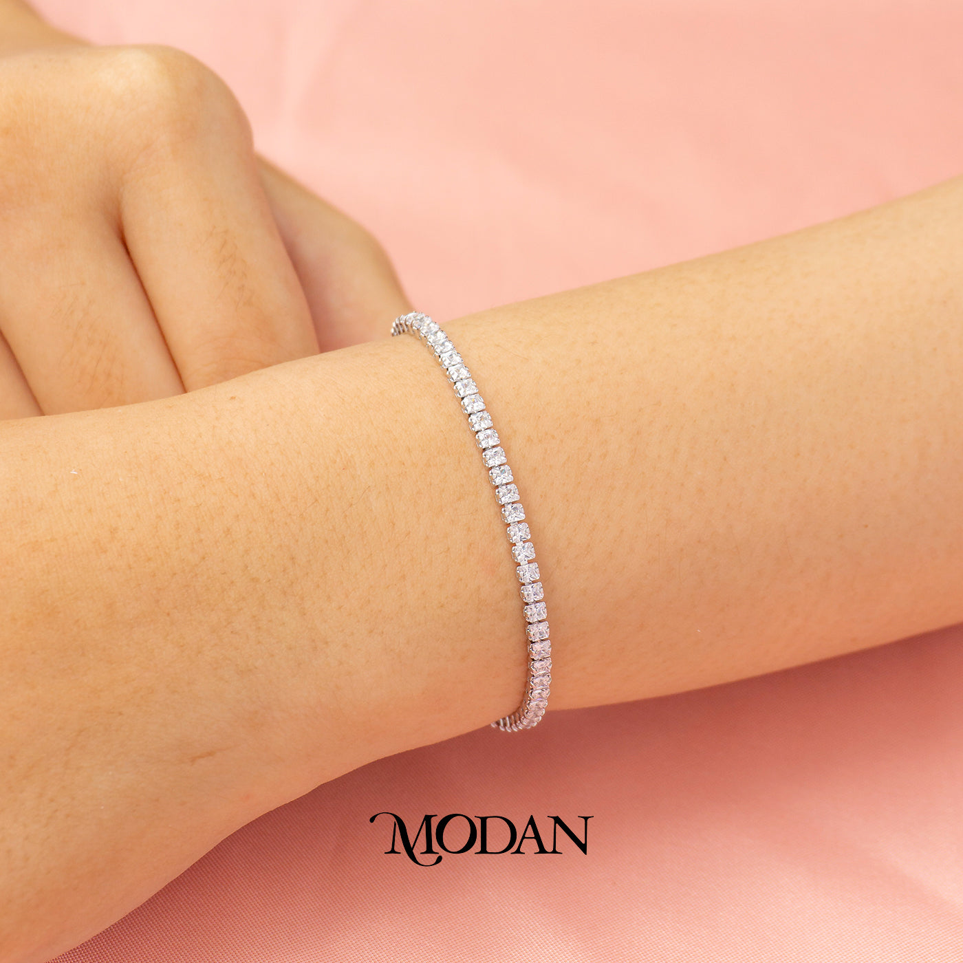 (16.5cm)(2.5mm) Clear & Green Colorful Square Party Tennis Bracelet Gelang Pesta Hypoallergenic Gold Filled