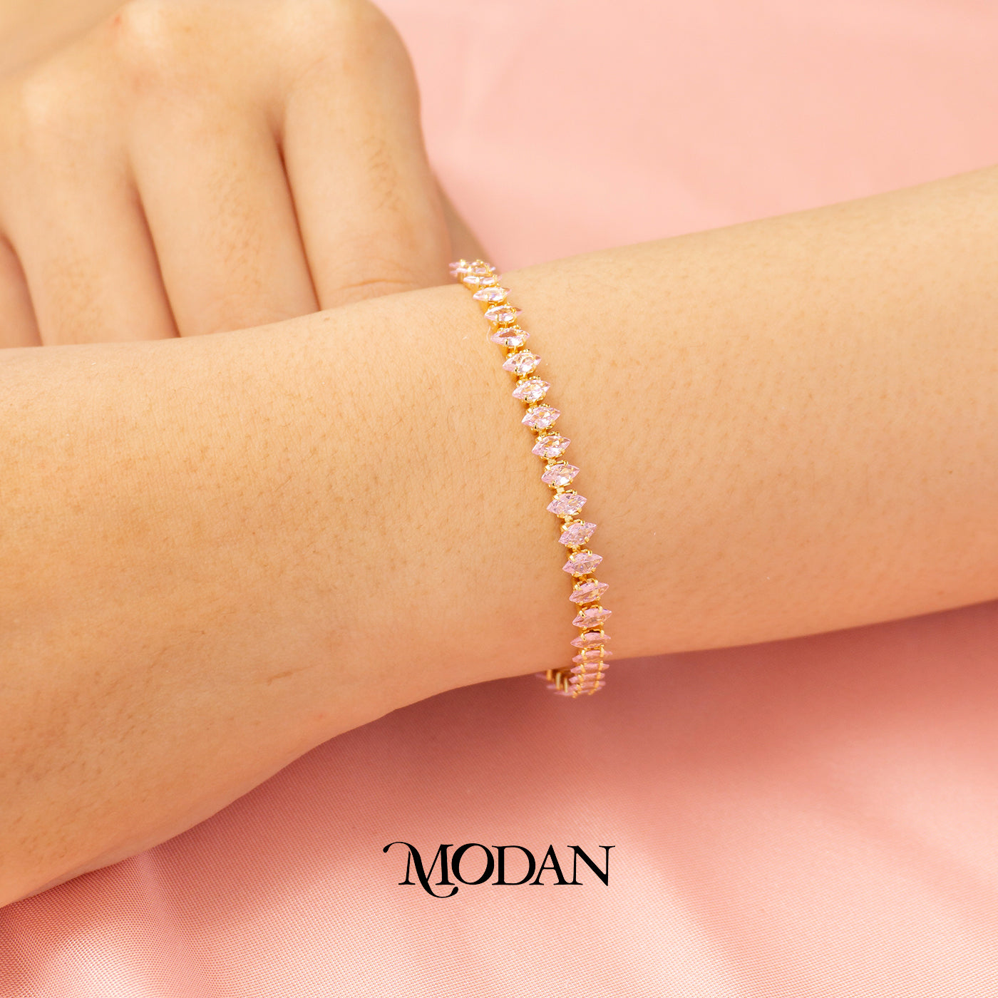 (16.5cm)(5mm) Colorful Marquise Party Tennis Bracelet Gelang Pesta Hypoallergenic Gold Filled
